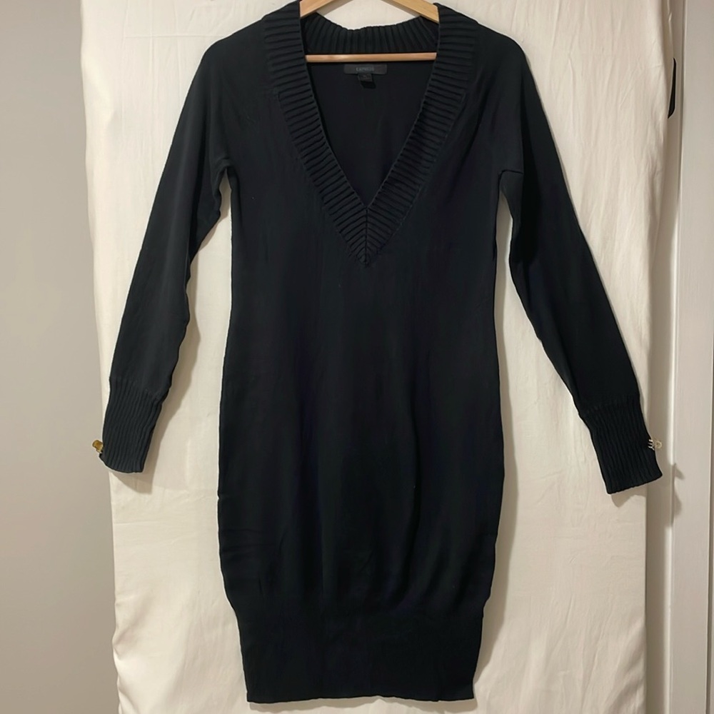 Express V-Neck Sweater Dress - Medium